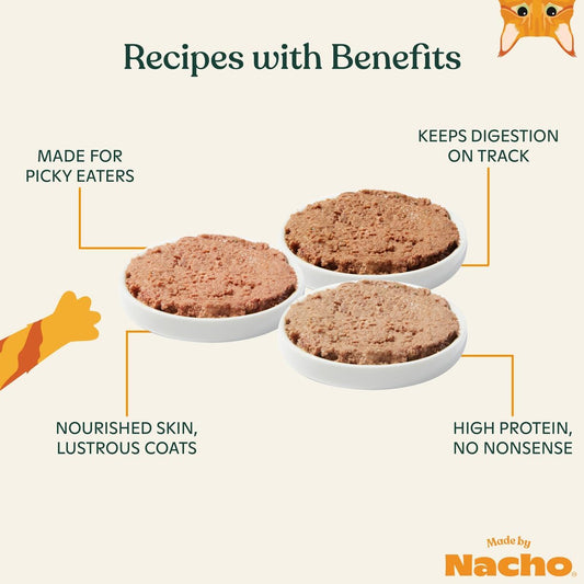 Made by Nacho Pate Wet Cat Food Variety Pack, Chicken, Salmon, and Turkey, 5.5 Ounce Cans, Grain-Free Canned Pet Food, Bone Broth Infused for Hydration, Limited Ingredients, 12 Pack