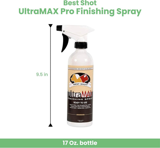 Best Shot UltraMAX Pro Finishing Spray, Ideal Detangler Spray for Pets, Hydrating and Soothing Pet Grooming Spray, for Dogs and Cats, 17 Oz.