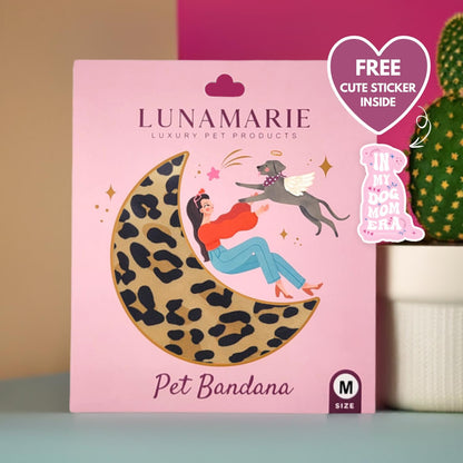 LunaMarie - Luxury Dog Bandanas - Cute Leopard Designs | Premium & Soft Poly Fabric | 100% Handmade Adjustable Shape Animal Print Pet Scarfs Small, Medium, Large (Leopard, Large)