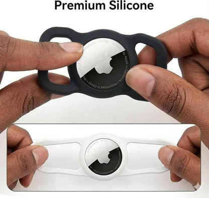 SWINCHO for AirTag Holder 1st & 2nd Generation [2 Pack] Waterproof Silicone AirTag Dog Collar Holder (Black&White)