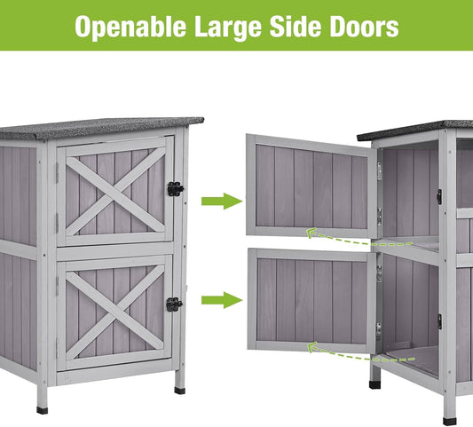 GUTINNEEN Outdoor Cat House Weatheproof Feral Cat Shelter Wooden Cat Condo for Winter with Escape Doors(AIR14)