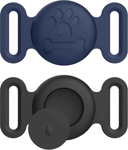 2 Pack Case for Airtag Dog Cat Collar Holder, Soft Silicone Anti-Lost Waterproof Protective Case Compatible with Apple Airtag, for Pet Dog Cat Collars Holder
