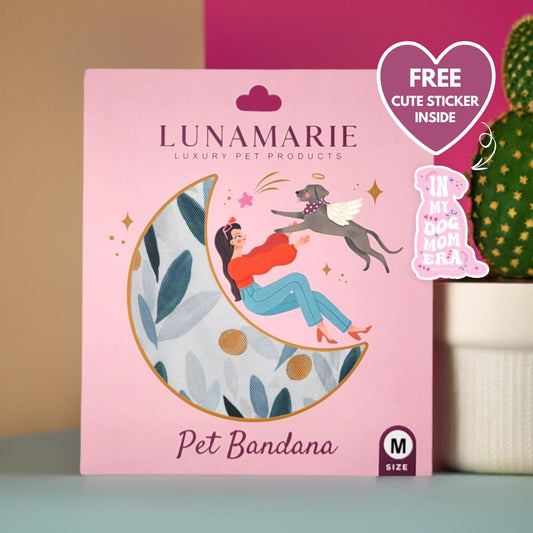 LunaMarie - Luxury Pet Birthday Bandanas -Premium & Silky Poly Fabric | 100% Handmade | Custom Shape Dual Layered (Green/Orange Floral, X-Small)