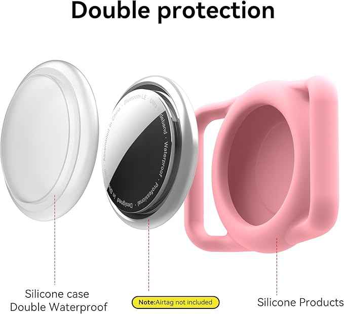 2 Pack for Airtag Dog Collar Holder,IPX8 Waterproof for air Tags-2 Pack,for Apple GPS Tracker Accessories丨Compatible with Apple AirTags丨Fits≤ 1.2" Width Collar for Dog cat Pets(Pink)