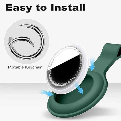 [2 Pack] Car Key Chain Compatible with Automotive Key Fob, Anti-Lost for Air Tag Holder for Vehicle Keys, Silicone Keychains Car Accessories for Men Women, Black/Dark Green
