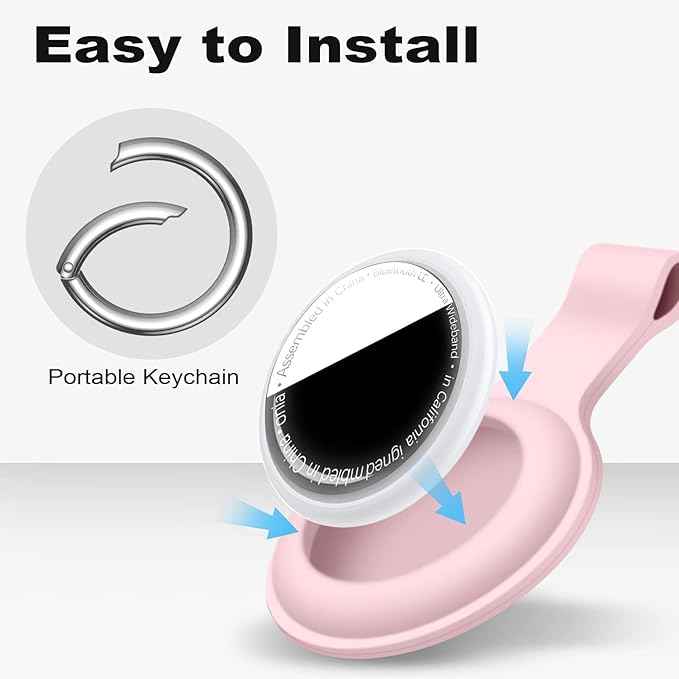 Compatible with AirTag Case Keychain for Air Tag Holder Silicone for AirTags Key Ring Cases Tags Chain foe for Apple for AirTag GPS Item Finders Accessories，Pink