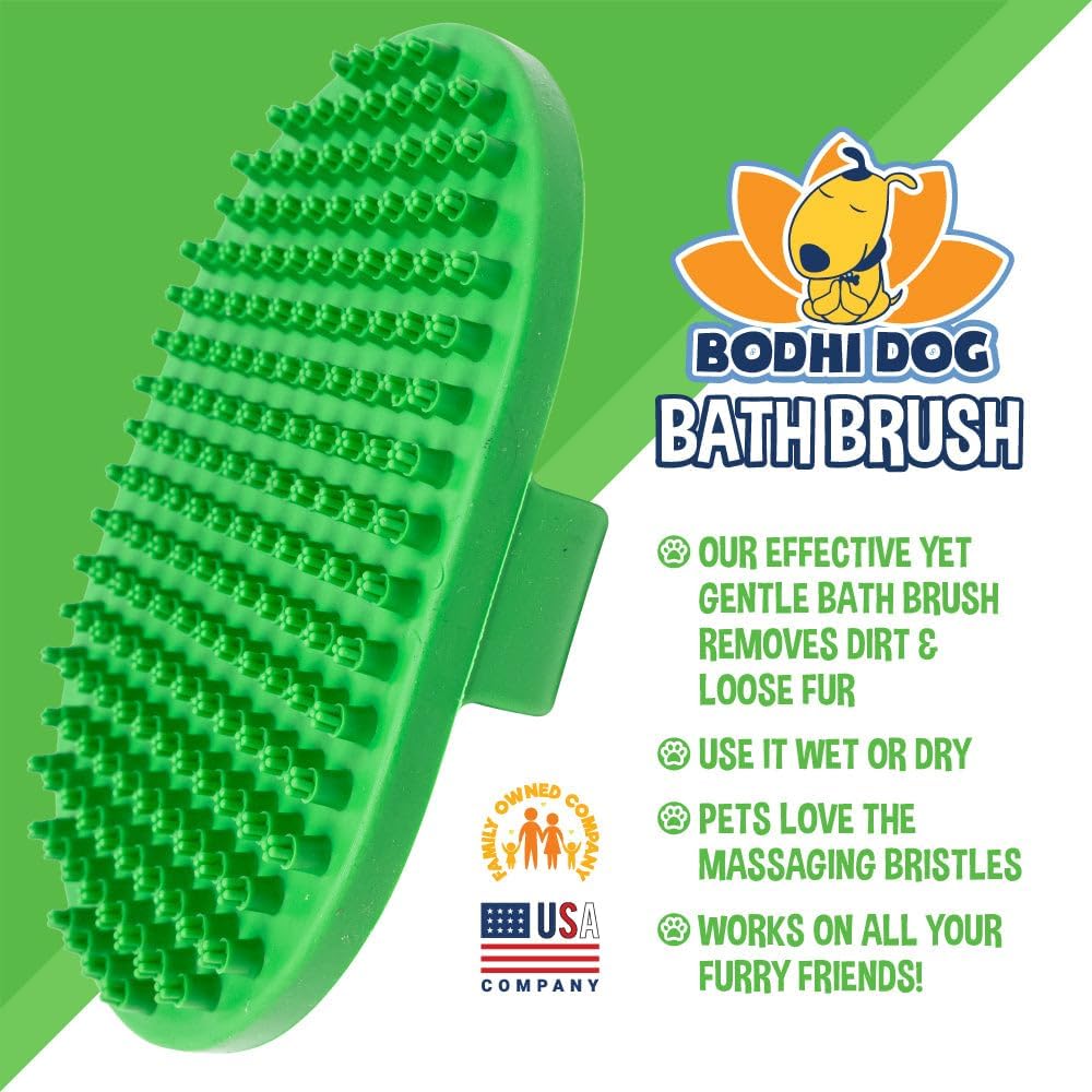 Bodhi Dog Shampoo Brush - Pet Grooming & Bath Supplies for Dogs and Cats - Bath Brush for Long & Short Hair - Premium Scrubber for Shower, Bathing & Massage (One Pack, Green)