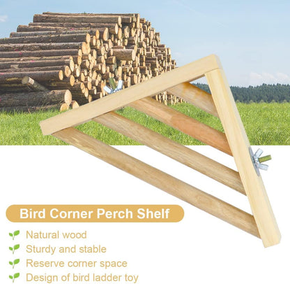 Litewoo Bird Perch Corner Platform Stand Shelf for Birds Budgie Parakeet Cockatiel Conure Cockatoo（Ladder）