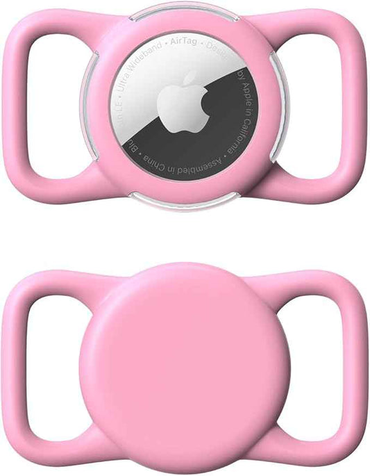 Waterproof Airtag Holder for Dog Collar, Soft Full-Body Protective Airtag Holder for Dog & Cat Collars, Ultra-Durable, Easy Installation, Lightweight Clear Airtag Case (Pink, Regular)