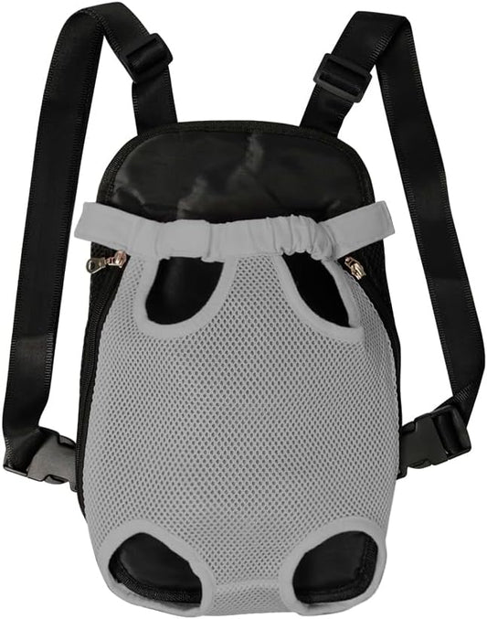 FEimaX Dog Carrier Backpack Pet Legs Out Front Cat Travel Bag, Adjustable Puppy Backpacks Carriers Hands-Free for Small Medium Dogs Cats Hiking Traveling Camping Daily Walking (Large, Grey)
