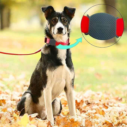 Dog Collar Airtag Holder(2 Pack), Waterproof Companion of Air Tag Trackers Locator Case, Protective itag Apple GPS Holder Compatible with Cat Collars, Silicone Dog airtag Holder(Black Black)