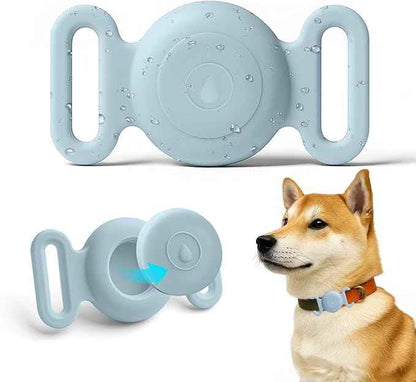 Dog Safety Pendant, Collar Holder for AirTag 2nd & 1st Gen, Pet Tracker Accessory for Dog GPS Tracking, Durable Silicone, Waterproof & Shock-Resistant, Anti-Scratch Anti-Loss,Light Blue, Medium
