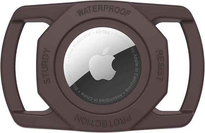 SANKALA Waterproof Airtag Dog Collar Holder, [1 Pack] Airtag Case for Dog Collar, TPU & Silicone Full Body Covered Anti-Lost Apple Air Tag Collar Holder Protective Airtag Case for Pet Collar, Brown