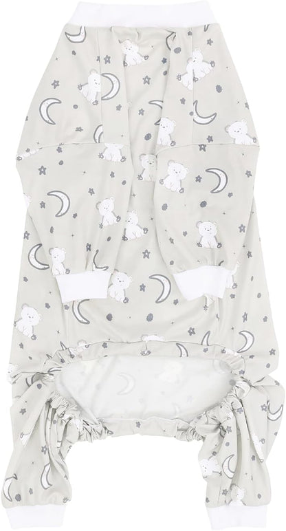 HDE Dog Pajamas One Piece Jammies Jumpsuit Pet Clothes Outfit Stretchy Lightweight Comfy Shirt Pjs for M-3XL Dogs Goodnight Polar Bears - L