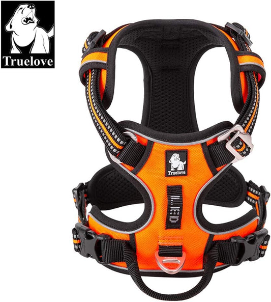 TRUE LOVE Dog Harness No Pull Nylon Reflective Pet Harness Adjustable Comfortable Control Step-in Brilliant Colors Truelove TLH56512 XS Orange
