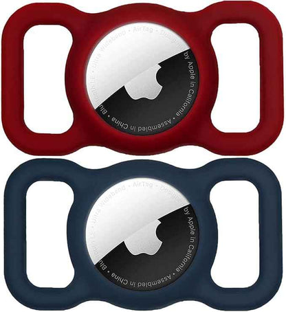 SWINCHO for AirTag(1st & 2nd Generation) Dog Collar Holder [2 Pack] Waterproof High-Strength Elastic Silicone Dog Cat Air Tag Holder (WineRed&Midnight Blue)