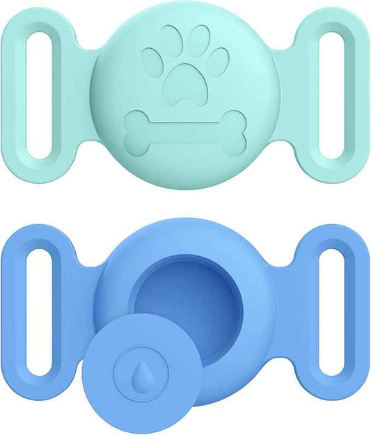 2 Pack Case for Airtag Dog Cat Collar Holder, Soft Silicone Anti-Lost Waterproof Protective Case Compatible with Apple Airtag, for Pet Dog Cat Collars Holder
