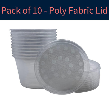 16 oz Deli Cup and Fabric Vented Insect Feeder lids by Snout & Shell - Pack of 10 Cups and lids