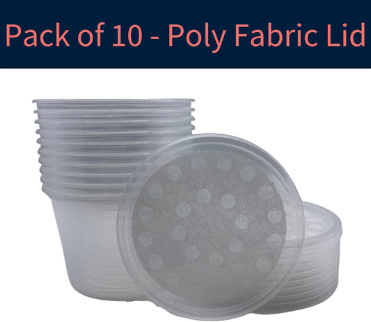 16 oz Deli Cup and Fabric Vented Insect Feeder lids by Snout & Shell - Pack of 10 Cups and lids