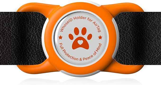 Airtag Dog Collar Holder, Durable & Lightweight Airtag Case, Slide-on Waterproof Protective Air Tag Holder for Dog Collar - for Dogs and Cats (Orange, Medium)
