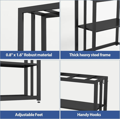 30.7" W x 13" Inch for 20-29 Gallon Long Fish Tank Stand With Storage Shelf, Aquarium Stand With Hooks,Heavy Duty Metal Turtle Reptile Tank Stand, Easy Assemble