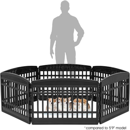 IRIS USA 24" 6-Panel Puppy Playpen, 61 x 61 x 24, Puppy Fence, Dog Playpen, Dog Play Pen Indoors, Pet Fence, Puppies/Small Dogs, Black