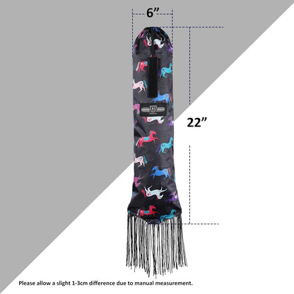 Harrison Howard Smooth Lightweight Adjustable Fastener Nylon Horse Tail Bag with Fringe