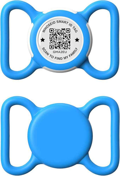Holder for Dog Collar, Scan QR Code Send Location Alert Email, Waterproof Full Body Protection Anti-Lost Case, Accessories for Dog, Cats, Collar, Backpack (Blue, Large)