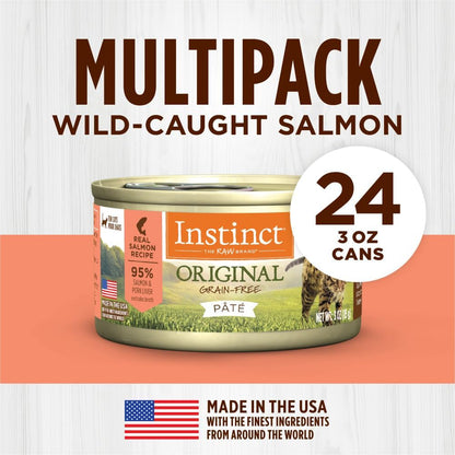 Instinct Original Pate Wet Cat Food, Grain Free Recipe - Real Salmon, 3 oz. Cans (Pack of 24)