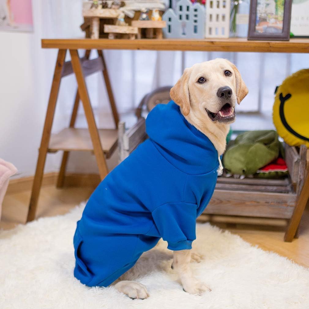 KOOLTAIL Basic Dog Hoodie - Soft and Warm Dog Hoodie Sweater with Leash Hole and Pocket, Dog Winter Coat, Cold Weather Clothes Sweatshirt for Small Medium Large Dogs Puppy Cat Boys Girls Blue L