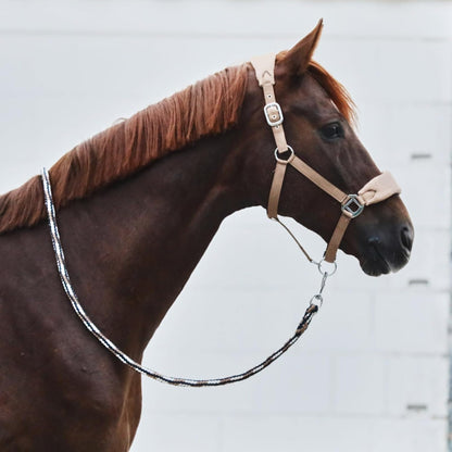 HORZE Kiel Adjustable Horse Halter with Fleece Padding - Tan - Horse
