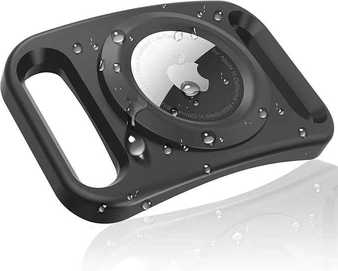 Dog Airtag Holder, Waterproof Airtag Holder for Dog Collar, Fit Most of Collar Widths, Silicone Full Body Covered Anti-Lost Protective Air Tag Case, Ease of Installation, 1 Pack Black