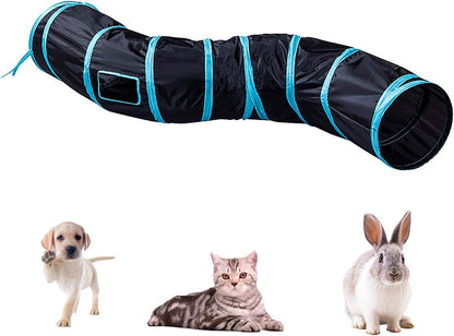 iCAGY Cat Tunnel for Indoor Cats Interactive, Rabbit Tunnel Toys, Pet Toys Play Tunnels for Cats Kittens Rabbits Puppies Crinkle Pop Up Black 47" Shape S