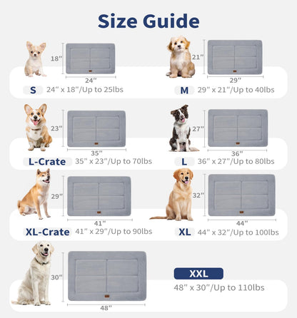 Made4Pets Dog Crate Pad Bed for Large Dogs, Washable & Reversible, Anti-Slip Kennel Mat for Cozy Sleeping, Soft Fluffy Dog Bed for Indoor & Outdoor Use, 41"x29", Gray