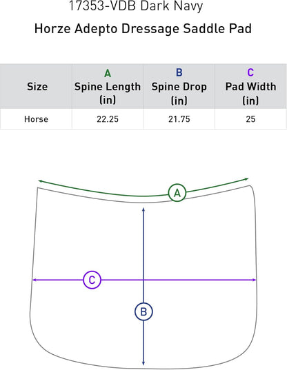 HORZE Adepto Quilted Quick-Dry Dressage Saddle Pad for Horses with Two-Tone Trim
