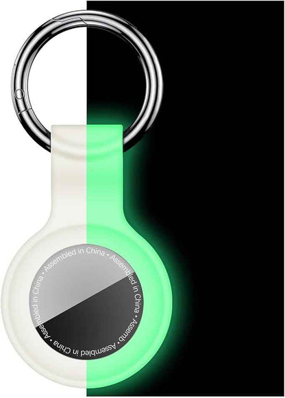 Compatible with AirTag Case Keychain for Air Tag Holder Silicone for AirTags Key Ring Cases Tags Chain for Apple for AirTag GPS Item Finders Accessories, Transparent Luminous
