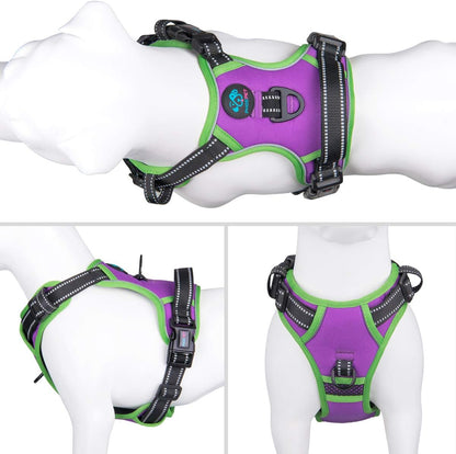 PHOEPET 2019 No Pull Dog Harnesses for Small Dogs Reflective Adjustable Front Clip Vest with Handle 2 Metal Rings 3 Buckles [Easy to Put on & Take Off](XS, Purple)