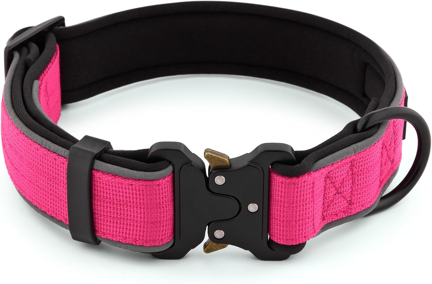 Plutus Pet Tactical Dog Collar, Reflective, Adjustable Heavy Duty Dog Collar, Soft Padded and Comfortable, for Small Medium and Large Dogs (Hot Pink, XS)