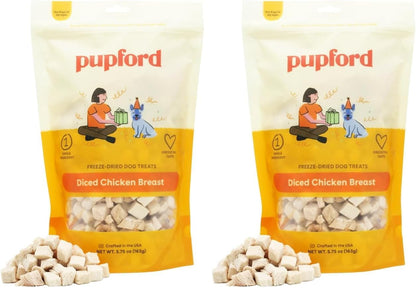 Pupford Freeze Dried Chicken Breast Treat for Dogs & Puppies - Healthy, Natural, Single Ingredient Dog Treats - Made in USA (5.75 oz) (Pack of 2)