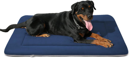 Magic Dog Large Bed Soft Crate Pad Mat, 42 Inches Machine Washable Pet Kennel Pad With Non-Slip Bottom, Dark Blue