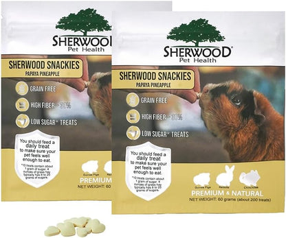 Sherwood Pet Health Snackies for Chinchillas, Rabbits & Guinea Pigs, Grain-Free, Real Fruit, Low Sugar and High in Fiber Treats in Multiple Flavors