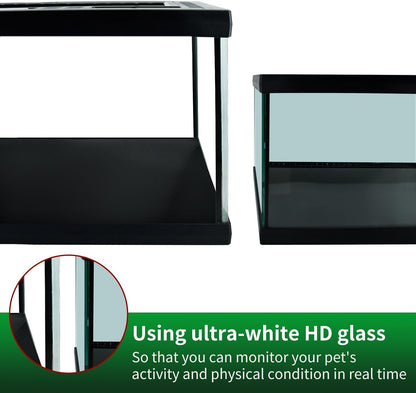 Reptile Glass Terrarium Tank 12"*8"*6",Small Cage Full View with Top Screen Ventilation Habitat Enclosure for Tarantula,Frog,Gecko,Insects,Spiders,Snakes,Hermit Crab,Turtle,Ball Python