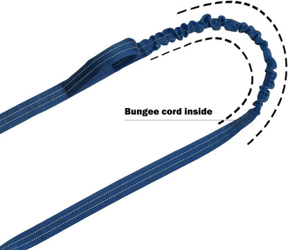 ICEFANG Tactical Dog Leash,K9 Training Walking Bungee Lead with 2 Control Handle,Heavy Duty Quick Release Metal Clasp,for Medium Large Breed (Reflective Blue, 6 FT)