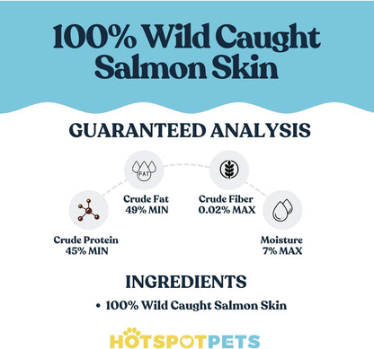 hotspot pets Freeze Dried Salmon Skin Sticks for Cats & Dogs - Reasealable 1lb Big Bag Single Ingredient All Natural Omega 3 Benefits, Salmon Sticks- Perfect for Training, Topper or Snack