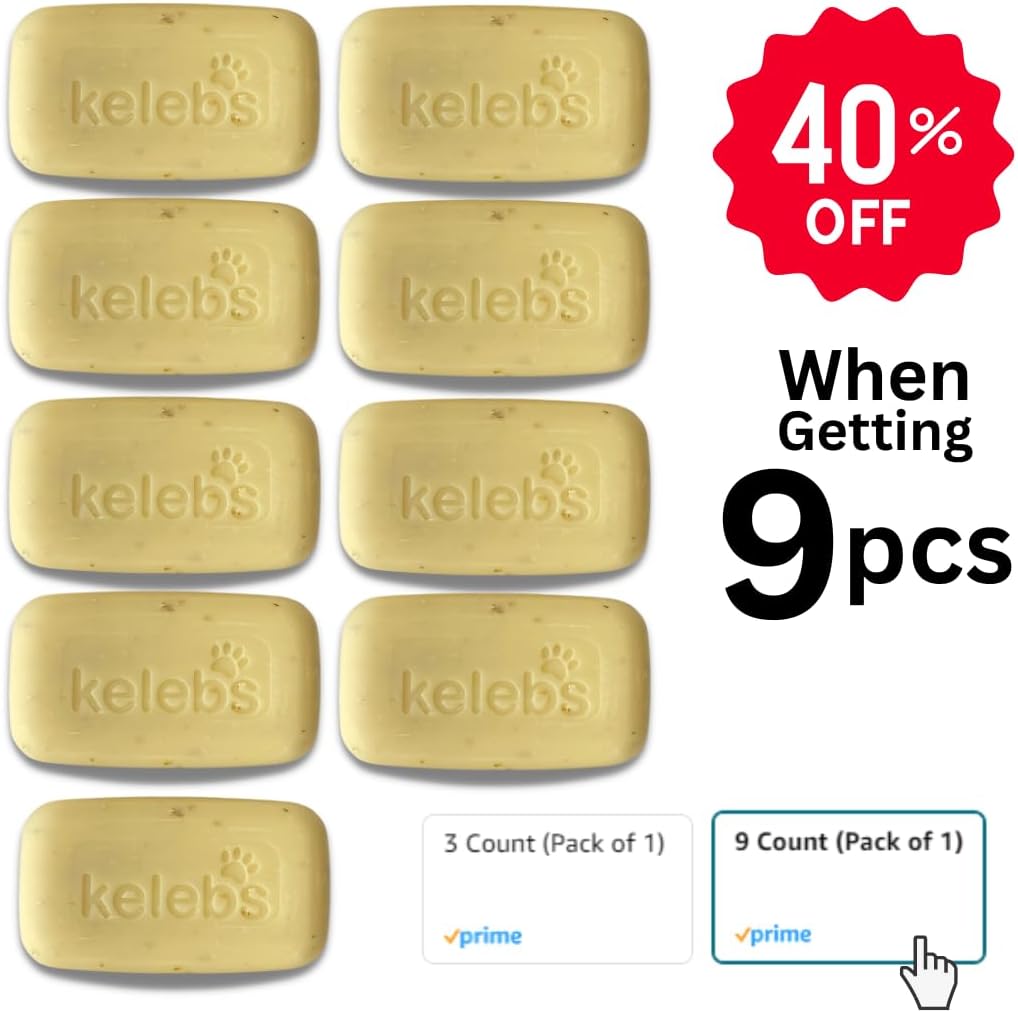 Kelebs Dog Shampoo | Allergies and itching | Dog Shampoo for Sensitive Skin | All Natural Dog Soap Bar with Lavender Oil & Oatmeal | No Plastic Vegan | 3PCS