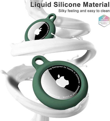 oakxco for Airtag Keychain Silicone, Airtag Holder with Key Ring, Air Tag Cover Cute Accessories for Kids, Luggage, Car Dog Collar, Car, Compatible with Apple Airtag Case Waterproof, Dark Green