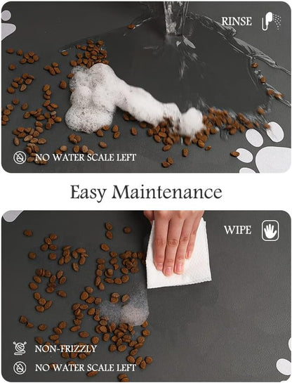 Pet Feeding Mat-Absorbent Dog Mat for Food and Water Bowl-No Stains Quick Dry Water Dispenser Mat-Dog Accessories Pet Supplies-Bowl for Messy Drinkers（Darkgrey,23"x34"