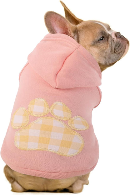 SAWMONG Dog Hoodie,Flannel Pet Hooded Sweater with Hat Puppy Pullover Sweater Shirt,Dog (Pink,2XL)