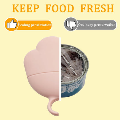 3 Pcs Cat Food Can Lids & One Can Opener | Cute Paw Shape Can Covers and Opener Spatula Cat Spoons for Wet Food | Universal BPA Free Silicone Can Food Spoon & Covers for Dog Cat Cans(Pink)