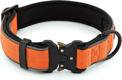 Plutus Pet Tactical Dog Collar, Reflective, Adjustable Heavy Duty Dog Collar, Soft Padded and Comfortable, for Small Medium and Large Dogs (Orange, XS)